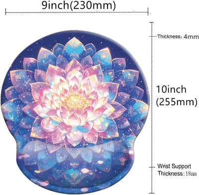 Ergonomic Memory Foam Wrist Support Mouse Pad Comfortable Padded Wrist Mousepads 9In X10In Pain Relief Desktop Mouse Mat (Beautiful Mandala Foam)